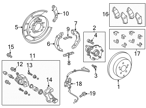 2013 Toyota Prius V Brake Components Front Pads Diagram for 04465-42200