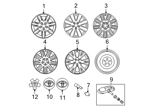 2006 Toyota Avalon Wheels, Covers & Trim Center Cap Diagram for 42603-AC040