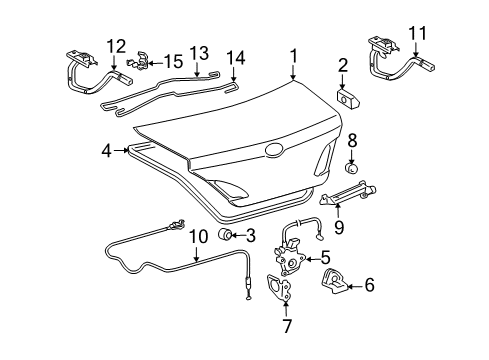 2005 Toyota Avalon Trunk Lid Lock Assembly Diagram for 64600-AC030