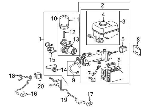 2014 Toyota Land Cruiser ABS Components Master Cylinder Assembly Diagram for 47025-60550