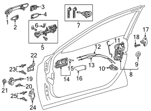 2021 Toyota Sienna Front Door Lock Assembly Cover Diagram for 69035-02030
