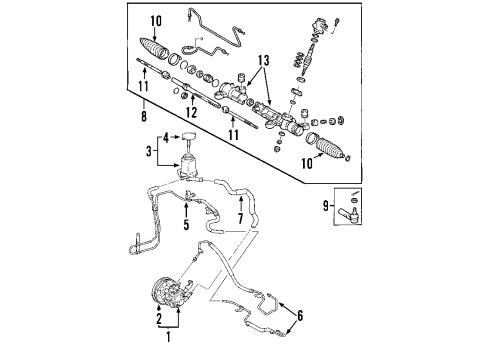 2004 Toyota Matrix P/S Pump & Hoses, Steering Gear & Linkage Reservoir Assembly Diagram for 44360-02070
