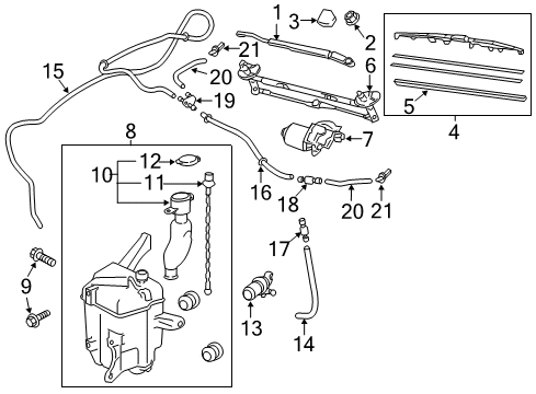 2014 Scion tC Wiper & Washer Components Front Blade Diagram for 85222-21030