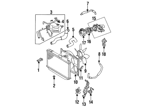 1997 Lexus GS300 Radiator & Components Pipe, Water By-Pass Diagram for 16278-46010