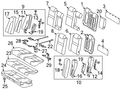 2014 Toyota Camry Rear Seat Components Seat Back Cover Diagram for 71078-06601-B7