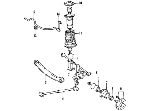 1998 Toyota Celica Rear Suspension Components, Lower Control Arm, Stabilizer Bar Bushings Diagram for 48818-20380