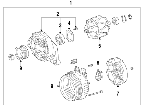 2010 Lexus LS460 Alternator Pulley Diagram for 27411-50030