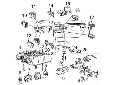 1999 Toyota Sienna Cluster & Switches, Instrument Panel Instrument Light Rheostat Diagram for 84119-08010