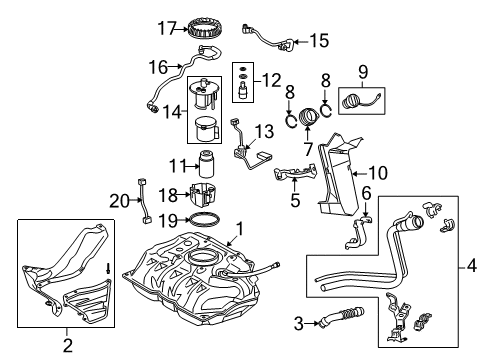 2014 Scion xD Fuel System Components Filler Pipe Diagram for 77201-52332
