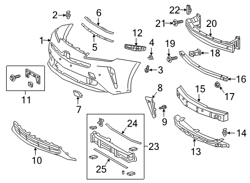 2019 Toyota Prius Front Bumper Shutter Assembly Lower Seal Diagram for 53156-12040