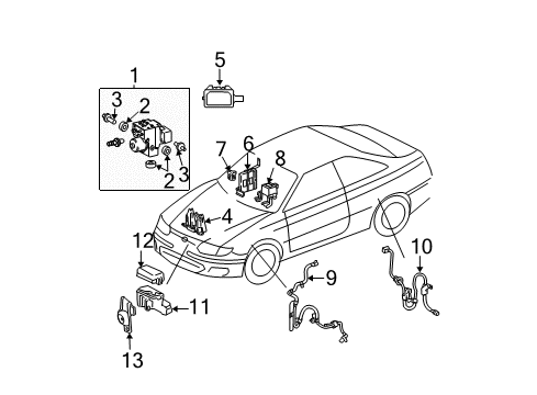 2003 Toyota Camry ABS Components Actuator Stud Diagram for 44545-42090