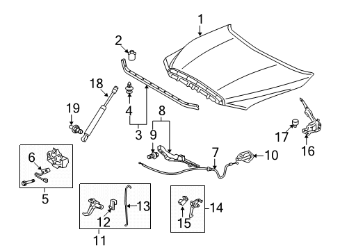 2009 Toyota Tundra Hood & Components Release Handle Diagram for 53601-0C010-E1