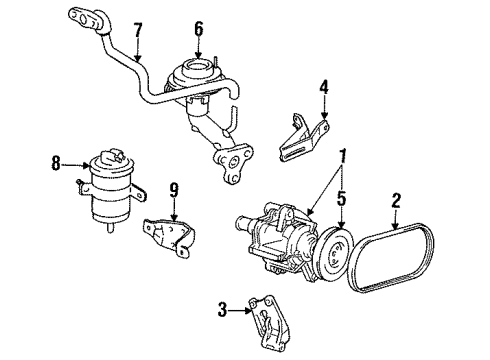 1991 Toyota Pickup EGR System Air Injection Reactor Pump Diagram for 17610-35020