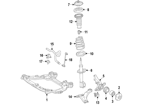 2016 Toyota Highlander Front Suspension Components, Lower Control Arm, Stabilizer Bar Upper Spring Insulator Diagram for 48045-0E020