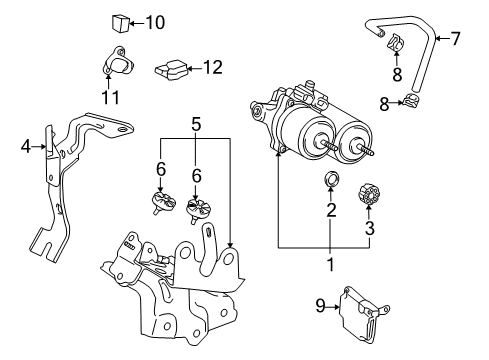 2012 Toyota Prius Hydraulic System Master Cylinder Assembly Diagram for 47050-47190