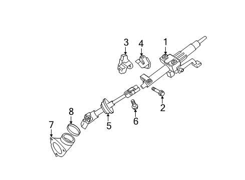 2007 Toyota Camry Steering Column Assembly Intermed Shaft Diagram for 45220-06142