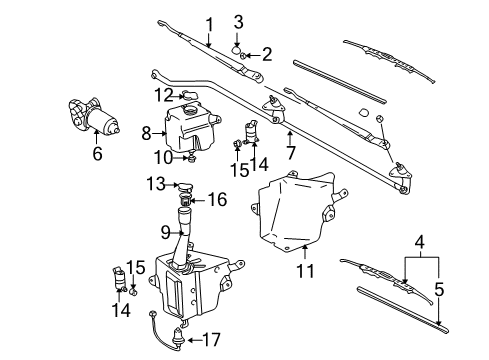 2003 Toyota Tacoma Wiper & Washer Components Wiper Arm Diagram for 85221-04010