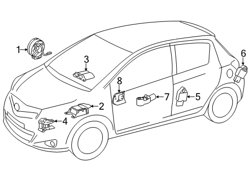 2015 Toyota Yaris Air Bag Components Knee Air Bag Diagram for 73900-0D031-C1