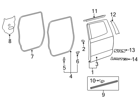 2015 Toyota Tundra Rear Door & Components, Exterior Trim Outer Panel Diagram for 67114-0C060