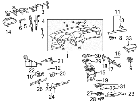 2000 Toyota Solara Instrument Panel Instrument Panel Brace Diagram for 55307-AA010