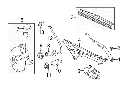 2010 Toyota Camry Wiper & Washer Components Wiper Arm Diagram for 85221-33250