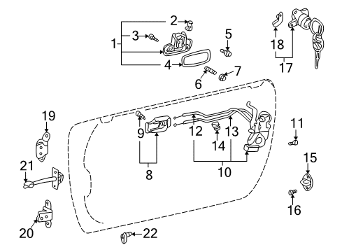 2003 Toyota MR2 Spyder Switches Front Door Outside Handle Assembly Left Diagram for 69220-12290-C1
