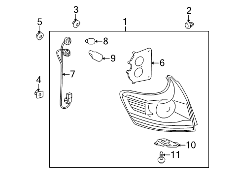 2013 Toyota Venza Bulbs Combo Lamp Assembly Retainer Bracket Diagram for 52563-0T010