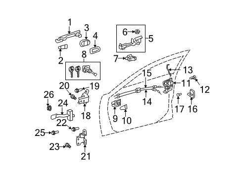 2010 Toyota Venza Front Door Handle, Outside Diagram for 69210-0T020-A0