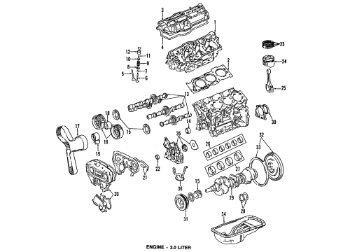 1993 Lexus ES300 Engine Parts, Mounts, Cylinder Head & Valves, Camshaft & Timing, Oil Pan, Oil Pump, Crankshaft & Bearings, Pistons, Rings & Bearings Side Bracket Diagram for 12325-62030