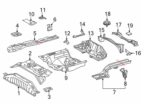 2017 Toyota Yaris Rear Body - Floor & Rails Rear Crossmember Diagram for 57606-52191