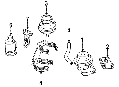 1992 Toyota Tercel Emission Components Valve Assembly, E.G.R Va Diagram for 25870-11070