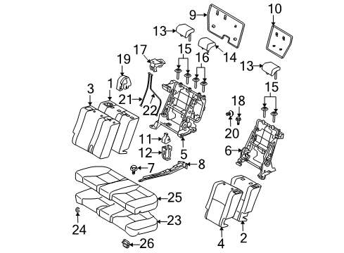 2008 Scion tC Rear Seat Components Grille Clip Diagram for 90467-06133-C0