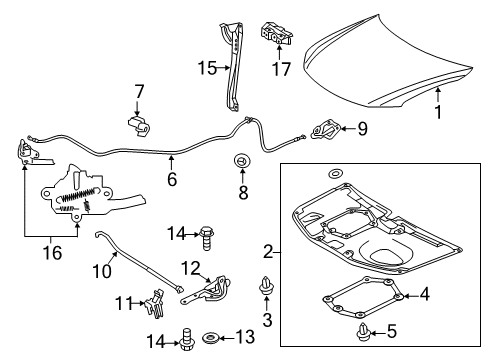 2013 Scion tC Hood & Components Release Cable Diagram for 53630-21020