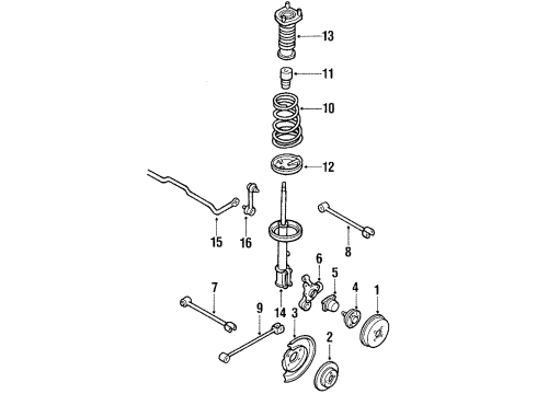 1991 Toyota Corolla Rear Suspension Components, Lower Control Arm, Stabilizer Bar Rotor Diagram for 42431-12090