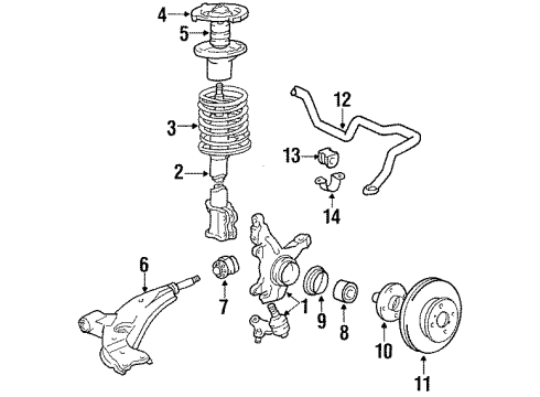 1987 Toyota Corolla Front Suspension Components, Lower Control Arm, Stabilizer Bar Bushings Diagram for 48815-24010
