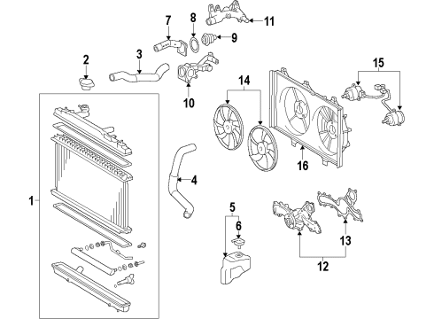 2012 Toyota Avalon Cooling System, Radiator, Water Pump, Cooling Fan Fan Blade Diagram for 16361-AD020