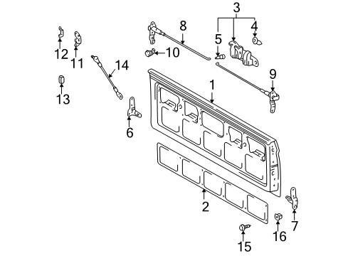 2002 Toyota Tacoma Tail Gate Lock Assembly Diagram for 65790-04010