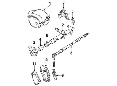 1992 Toyota Tercel Steering Column Housing & Components, Shaft & Internal Components, Shroud, Switches & Levers Switch Assy, Windshield Wiper Diagram for 84652-10590