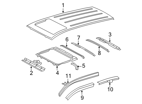 2010 Toyota RAV4 Roof & Components Sunroof Reinforcement Diagram for 63142-42901