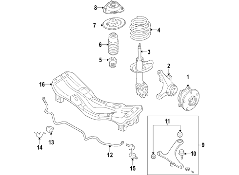2020 Toyota 86 Front Suspension Components, Lower Control Arm, Stabilizer Bar Strut Diagram for SU003-06793