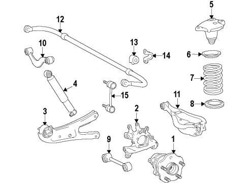 2019 Toyota Highlander Rear Suspension Components, Lower Control Arm, Upper Control Arm, Stabilizer Bar Knuckle Diagram for 42305-0E020