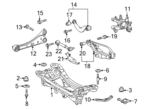 2012 Lexus HS250h Rear Suspension Components, Lower Control Arm, Upper Control Arm, Stabilizer Bar Lower Control Arm Mount Bolt Diagram for 90119-A0327