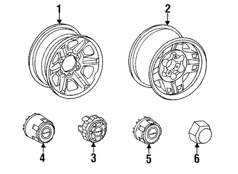 1993 Toyota Land Cruiser Wheels Wheel Nut Diagram for 90942-01081