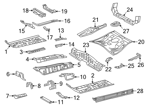 2019 Lexus UX250h Pillars, Rocker & Floor - Floor & Rails Upper Reinforcement Diagram for 58015-47050