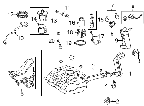 2015 Toyota Yaris Fuel System Components Fuel Tank Assembly Diagram for 77001-52460