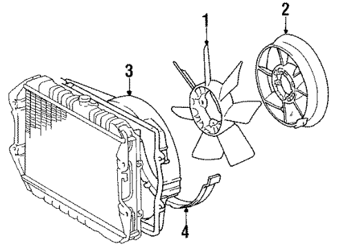 1994 Toyota Pickup Cooling System, Radiator, Water Pump, Cooling Fan Upper Shroud Diagram for 16711-35030