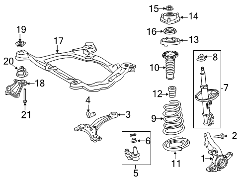 2019 Toyota Sienna Front Suspension Components, Lower Control Arm, Stabilizer Bar Strut Diagram for 48510-8Z294