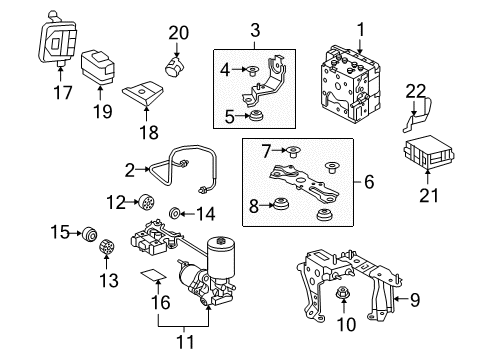 2009 Toyota Highlander ABS Components ABS Pump Assembly Diagram for 47070-48020