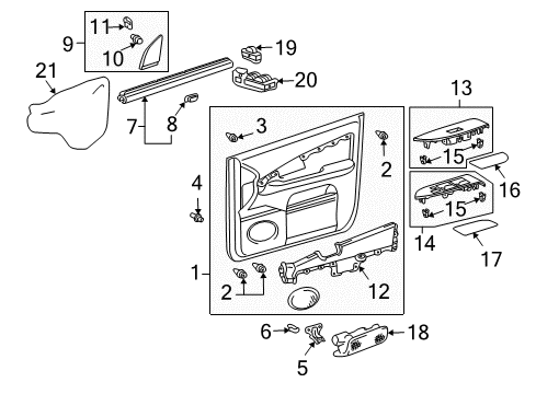 2007 Lexus RX350 Rear Door Lock Assembly Diagram for 69050-0E010