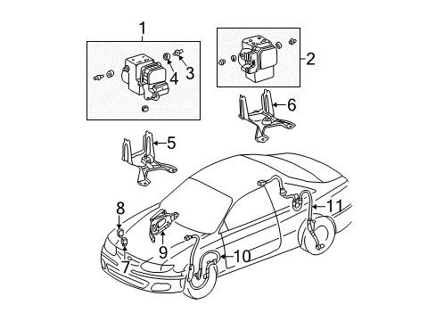 2003 Toyota Solara ABS Components Actuator Bracket Diagram for 44590-33050